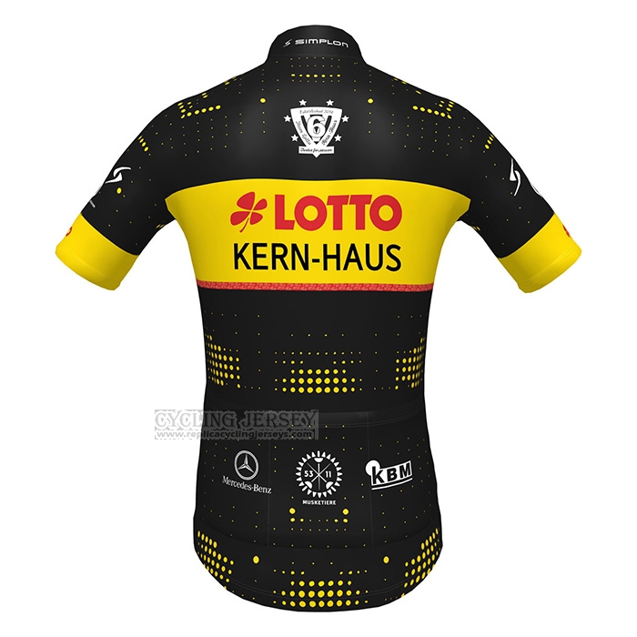 2022 Cycling Jersey Lotto-kern Haus Black Yellow Short Sleeve and Bib Short